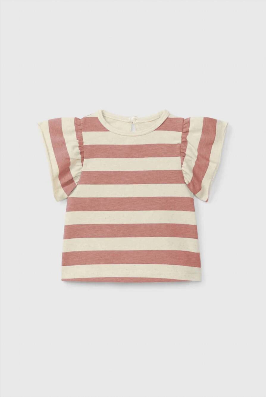 NEW SNUG girls striped ruffle t-shirt in terracotta